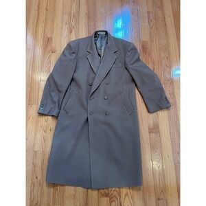 Mazzoni Wool Blend Double Breasted Overcoat Mens Size‎ 46L Tan/Brown